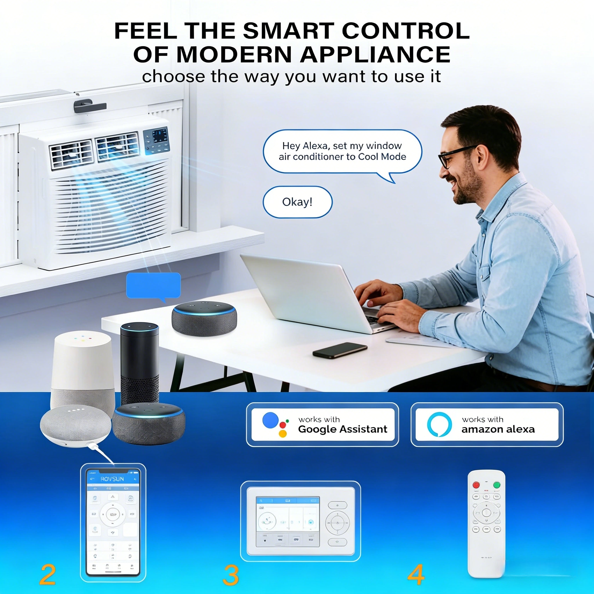8,000 BTU 115V Window Air Conditioner with Heat & Wifi/APP & Install Kit