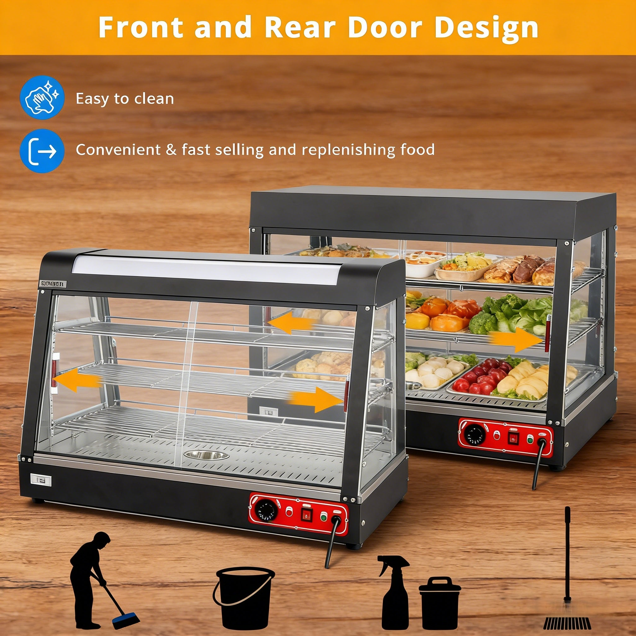 3-Tier 35" 1500W 110V Hot Food Warmer Display Case Countertop