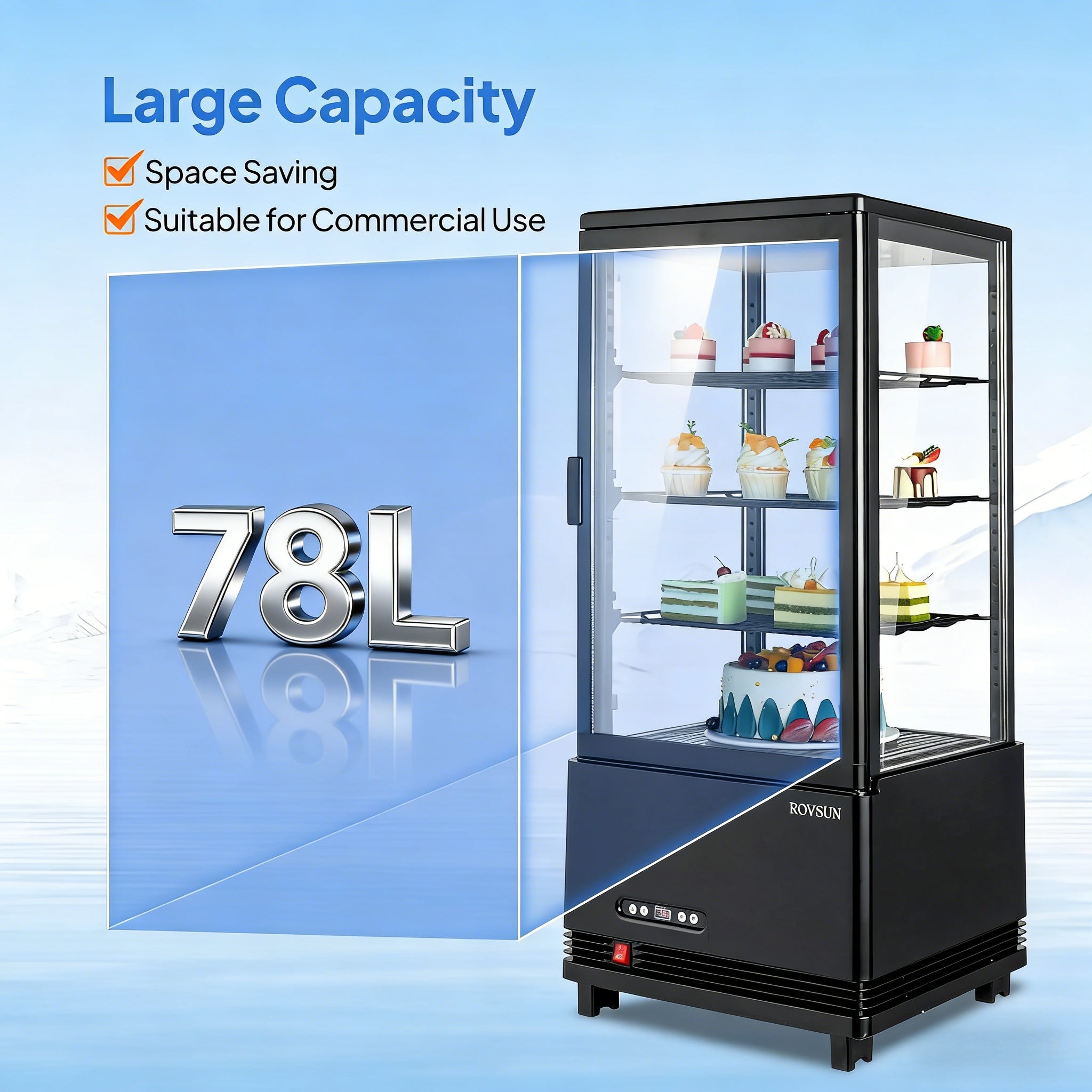 18" 3 Cu.Ft. 170W 110V Four-Sided Refrigerated Bakery Display Case