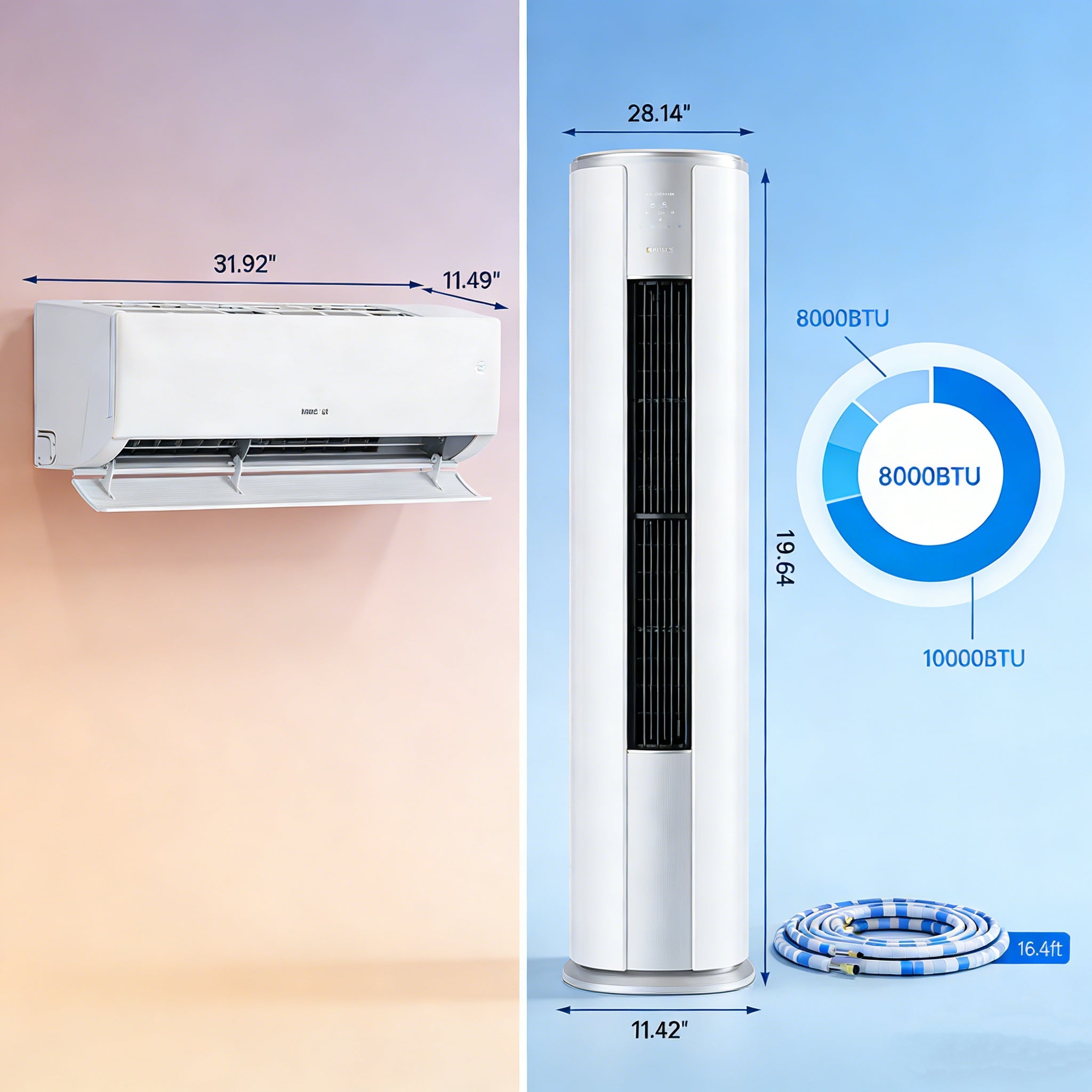 9,000 BTU 19 SEER2 115V Mini Split Air Conditioner with Heat Pump Ductless Inverter & Install Kit