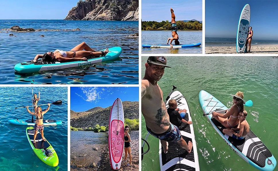 Premium Stand Up Paddle Board, Yoga Board with Durable SUP Accessories & Carry Bag | Wide Stance, Surf Control, Non-Slip Deck, Leash, Paddle and Pump for Youth & Adult