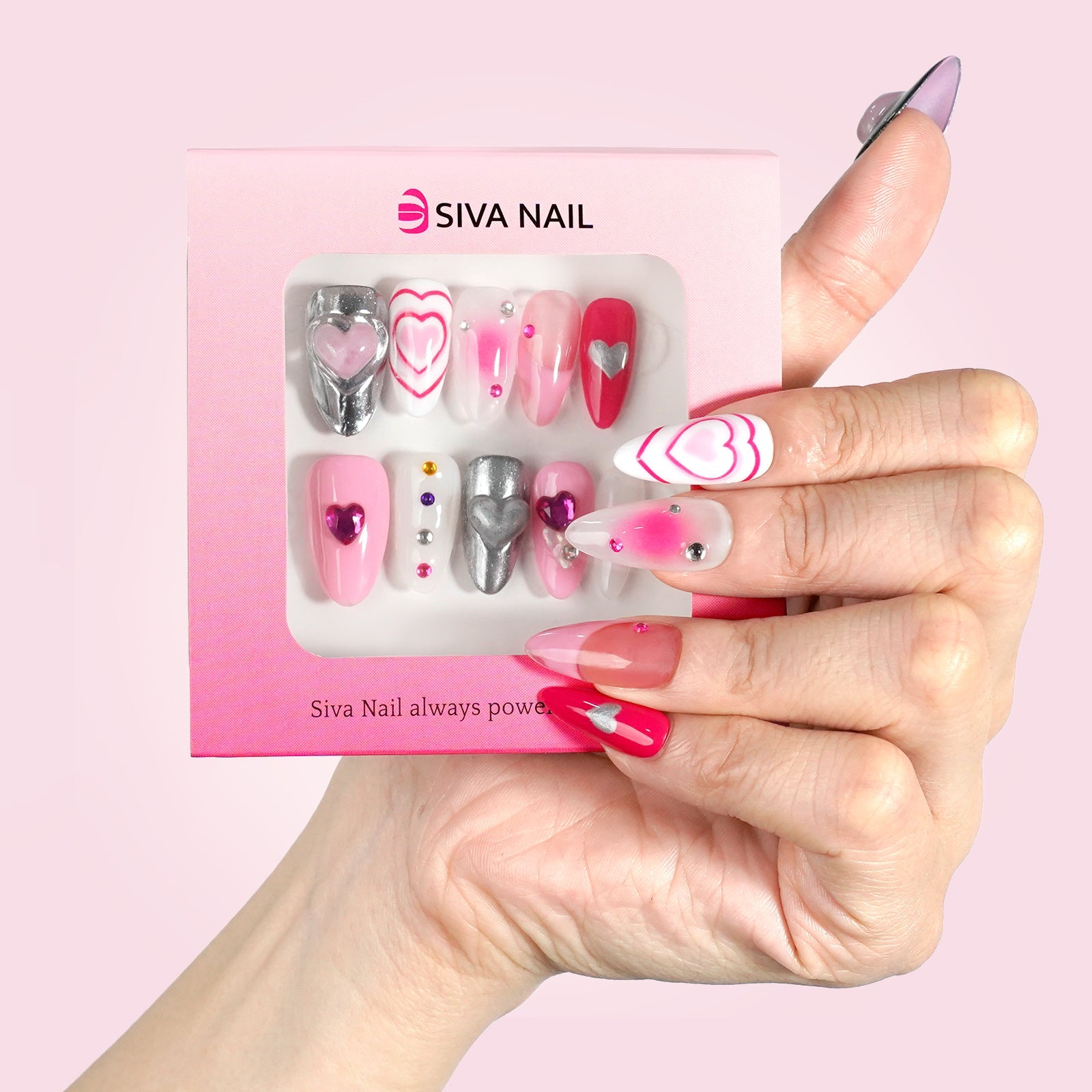 Siva Nail, Love Symphony, Valentinstag-Press-on-Nägel