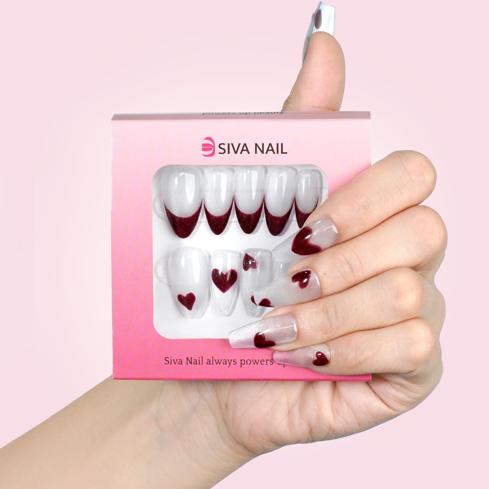 Siva Nail, Crimson Love, Valentinstag-Press-on-Nägel