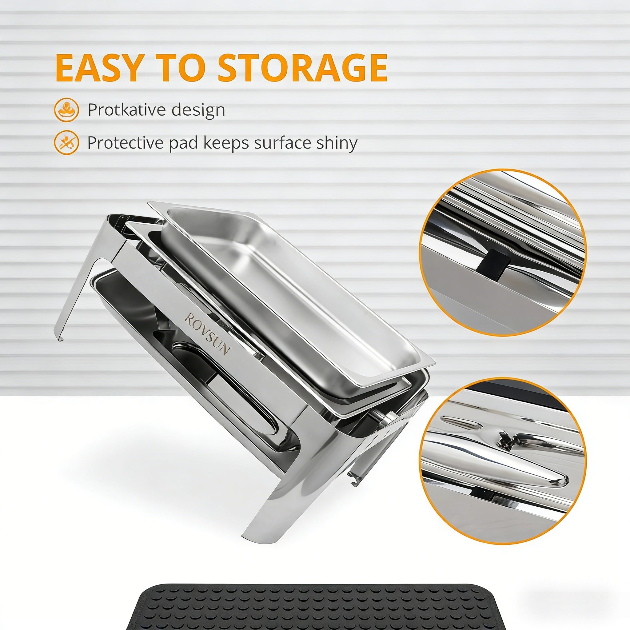 9 QT Roll Top Rectangle Chafing Dish Set with Full Size Pan & Visible Window