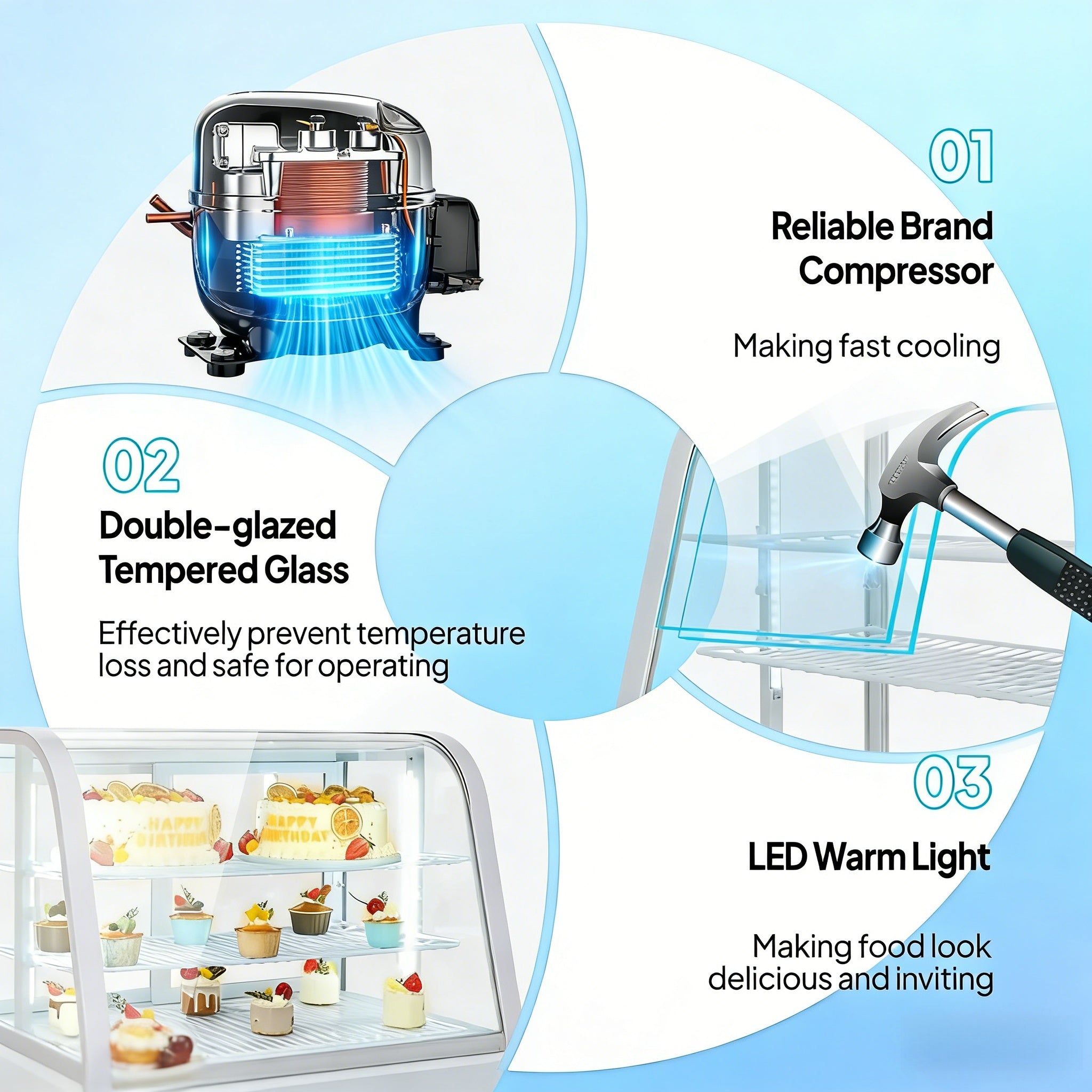 27" 3.5 Cu.Ft. 170W 110V White Refrigerated Bakery Display Case