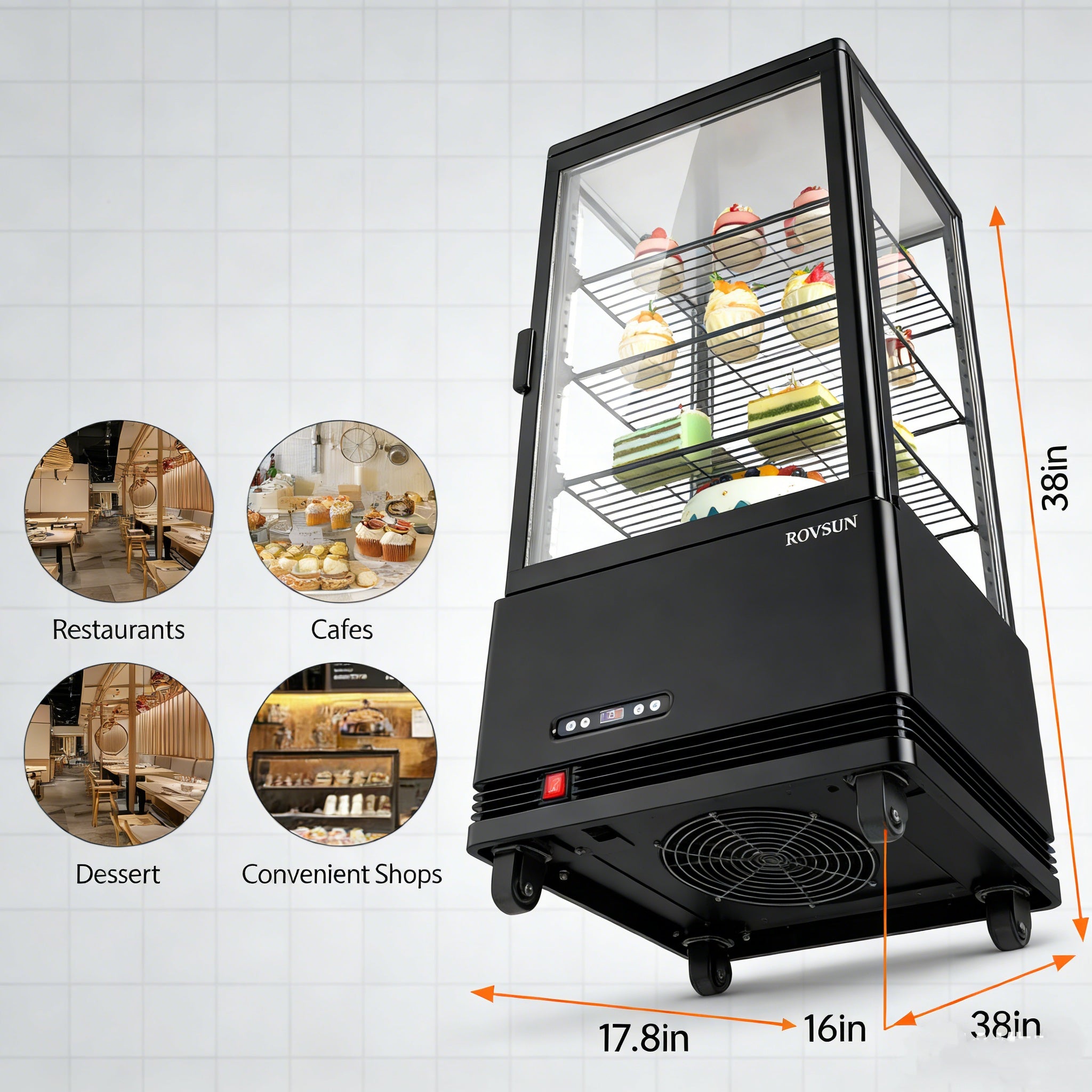 18" 3 Cu.Ft. 170W 110V Four-Sided Refrigerated Bakery Display Case