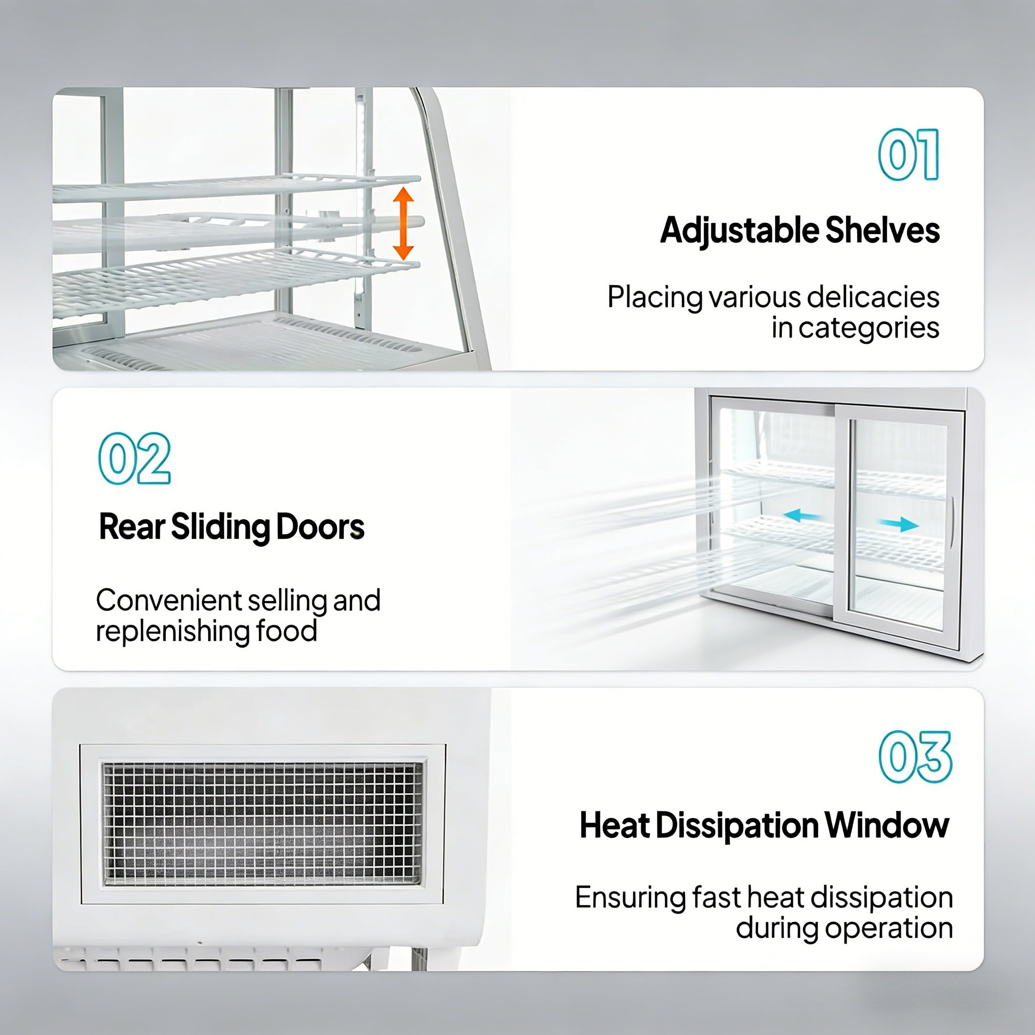 27" 3.5 Cu.Ft. 170W 110V White Refrigerated Bakery Display Case