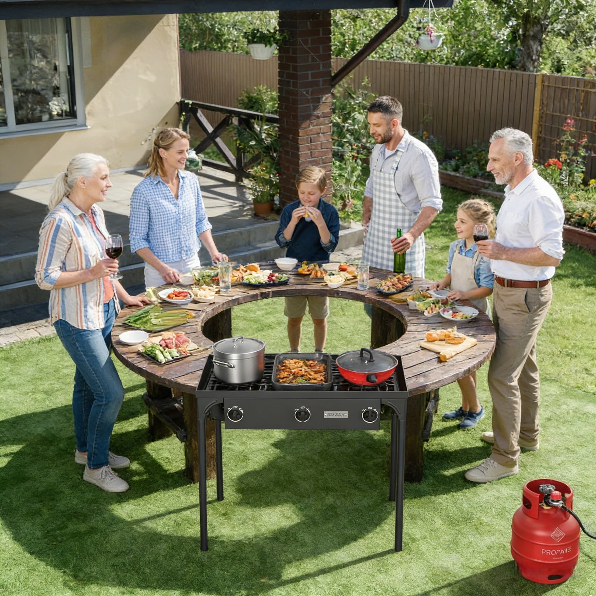 3 Burner 225,000 BTU Outdoor Gas Propane Stove for Camping Cooking