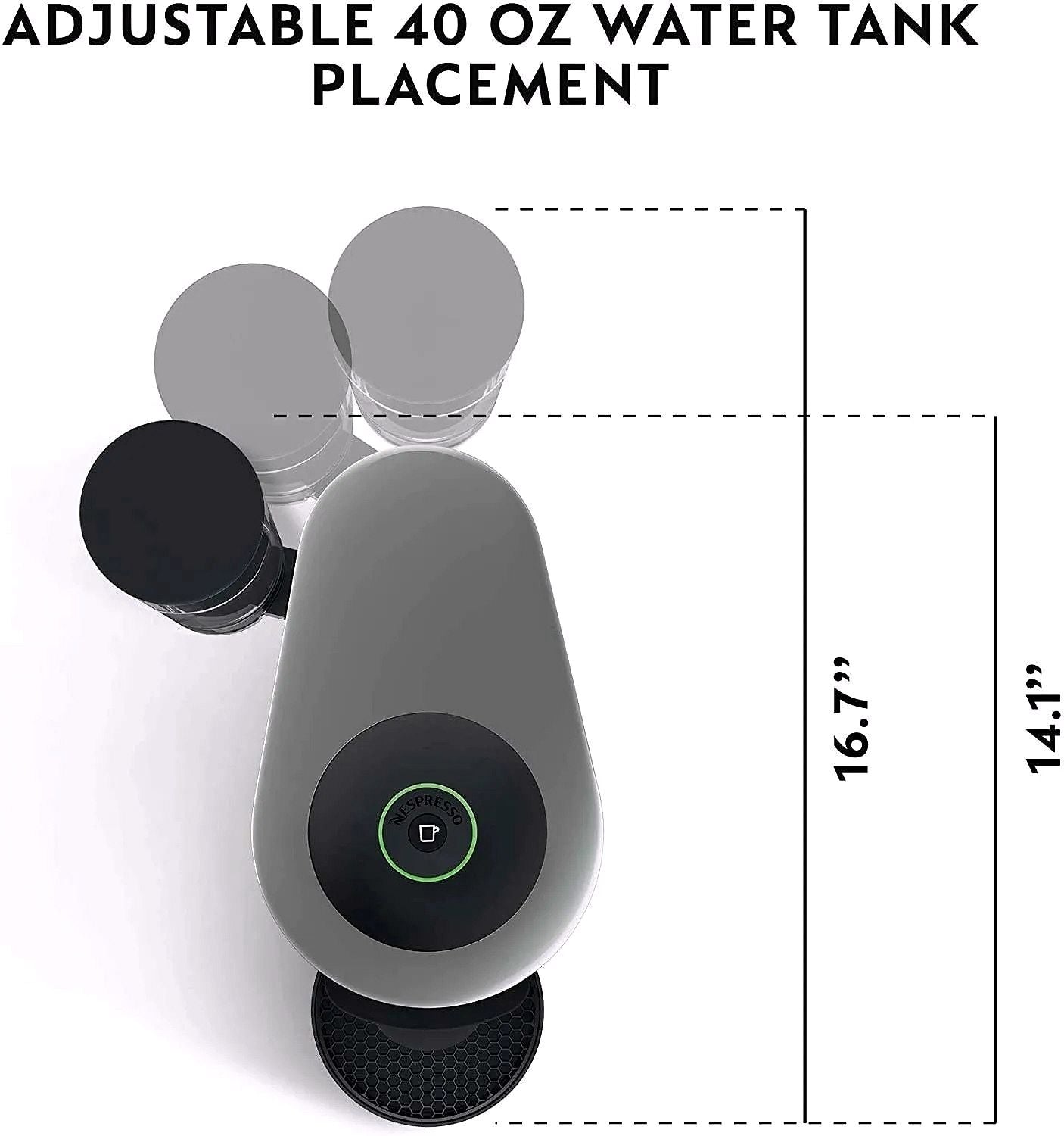 Nespresso Vertuo Plus Kaffee- und Espressomaschine von De'Longhi, Grau, mit Aeroccino Milchaufschäumer