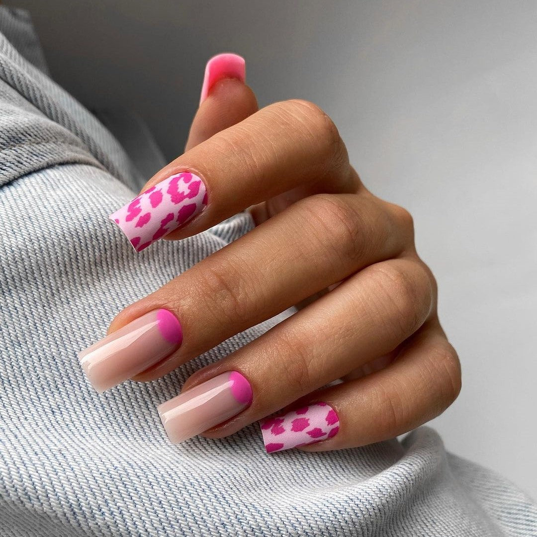 Siva Nail, Blush Leopard, Pink Animal Print, handgemachte Nagelpresse