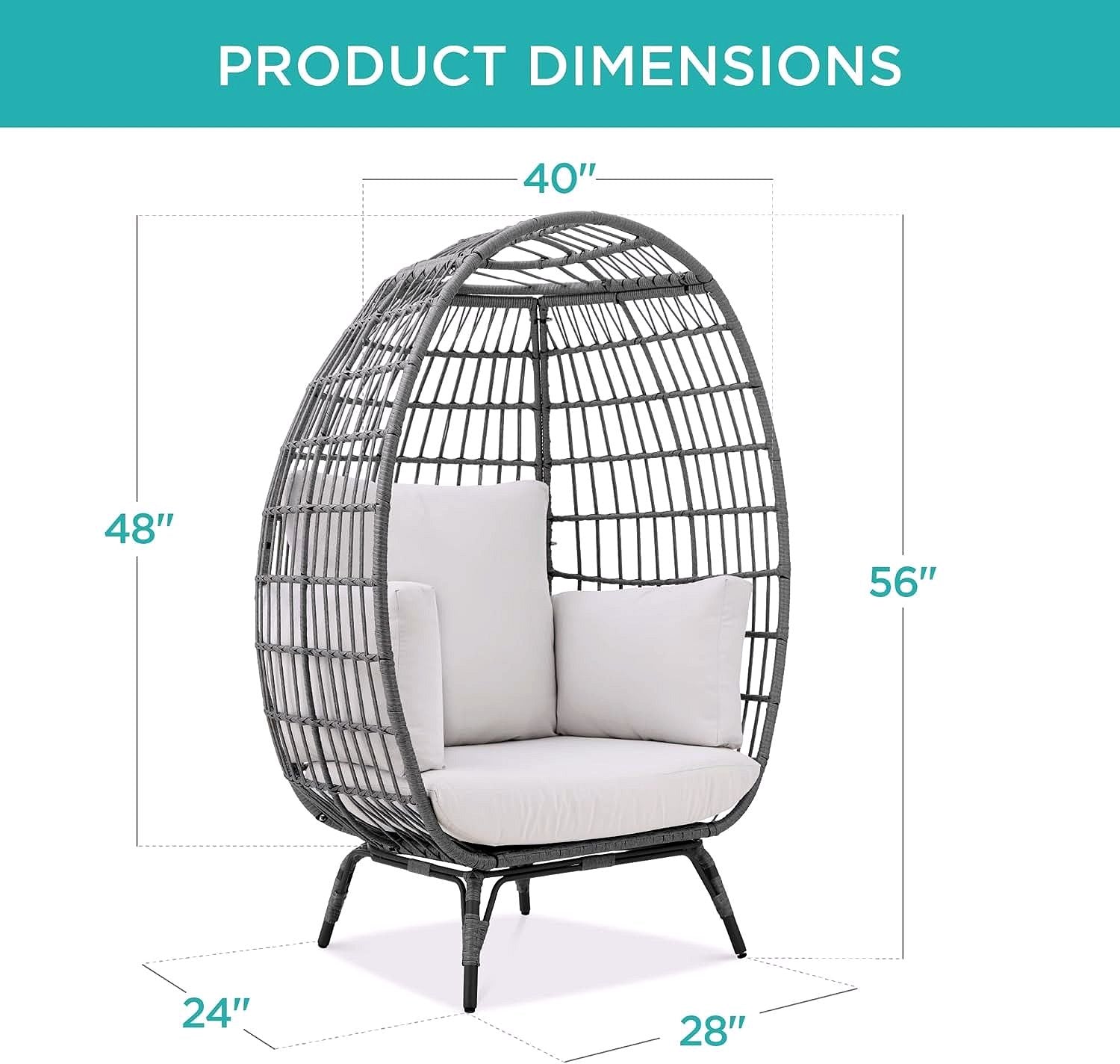 Best Choice Products Wicker Egg Chair – Übergroßer Indoor- & Outdoor-Loungesessel für Terrasse, Garten & Wohnzimmer