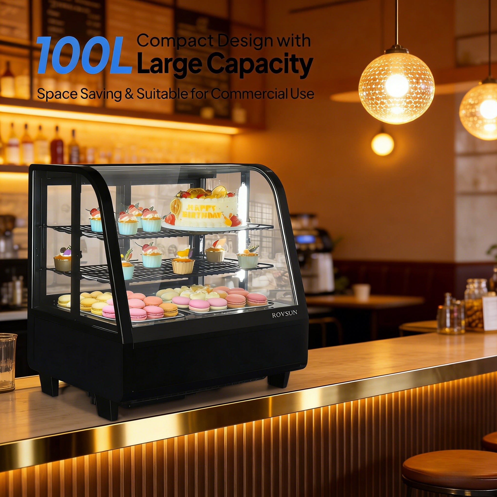 27" 3.5 Cu.Ft. 170W 110V Black Refrigerated Bakery Display Case