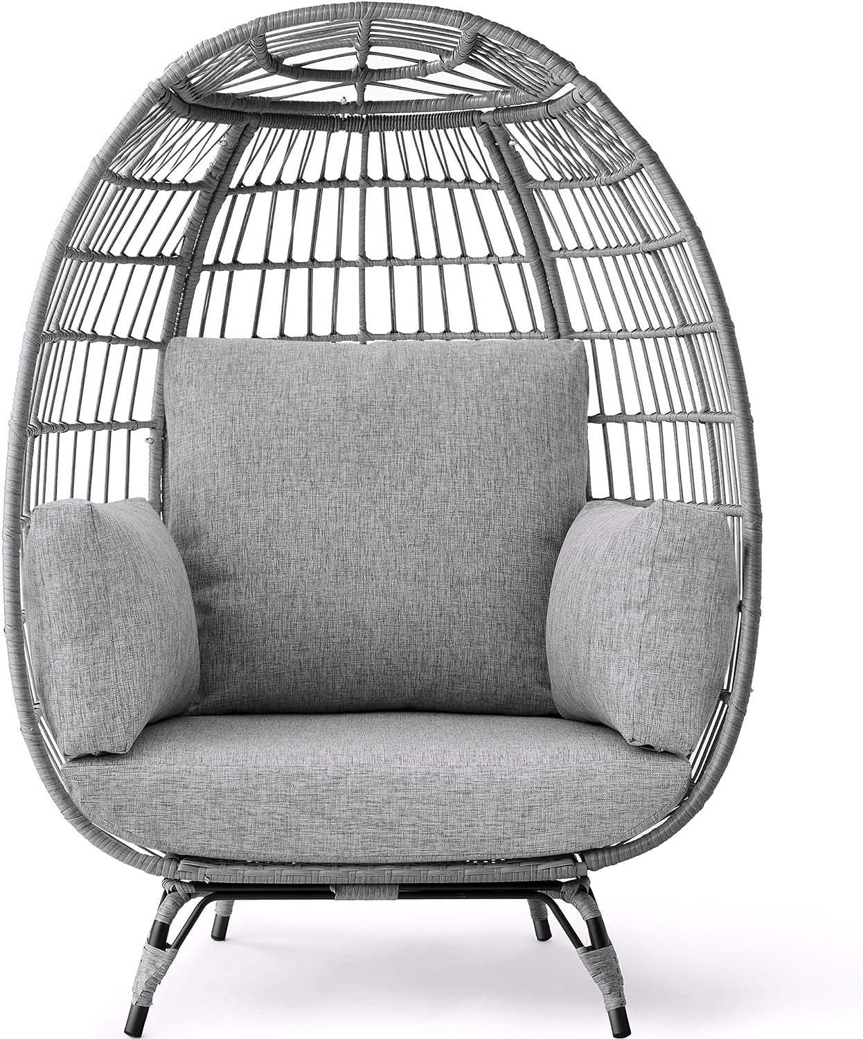 Best Choice Products Wicker Egg Chair – Übergroßer Indoor- & Outdoor-Loungesessel für Terrasse, Garten & Wohnzimmer