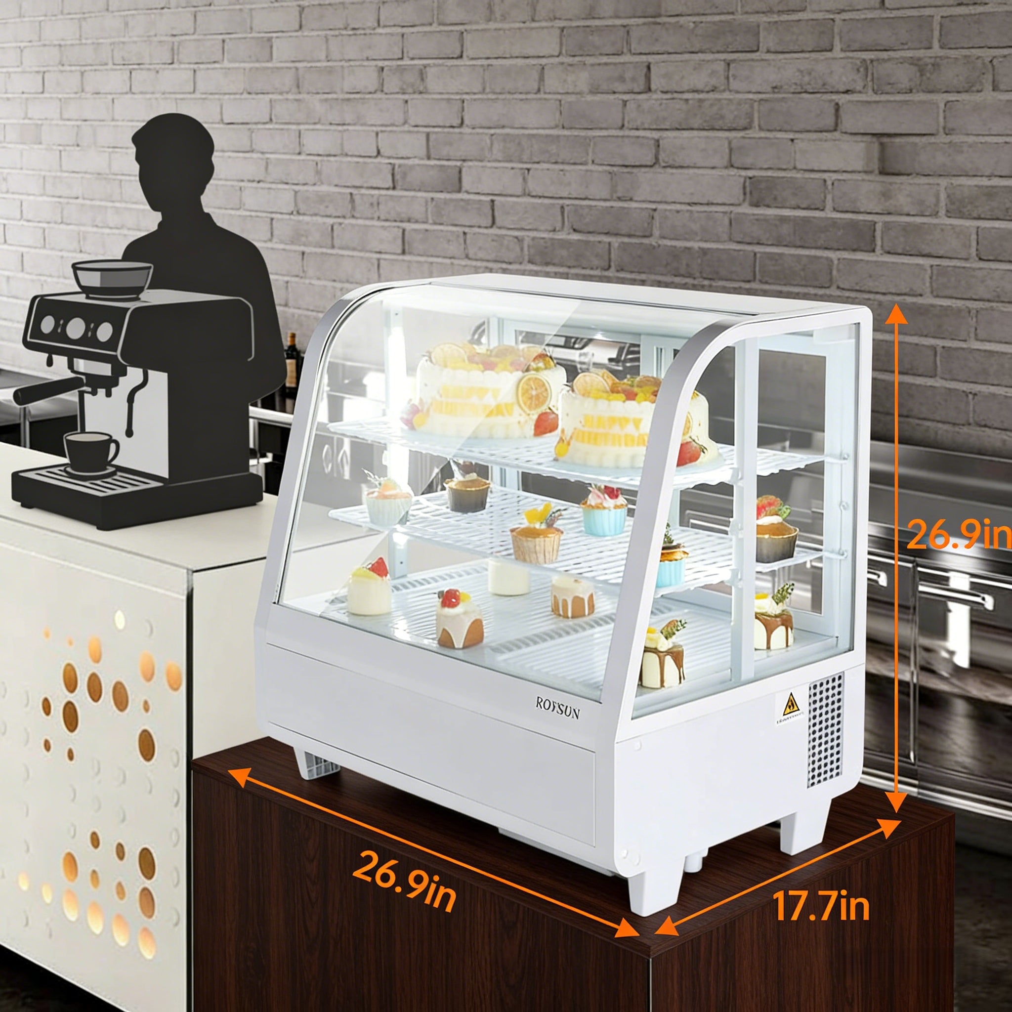 27" 3.5 Cu.Ft. 170W 110V White Refrigerated Bakery Display Case