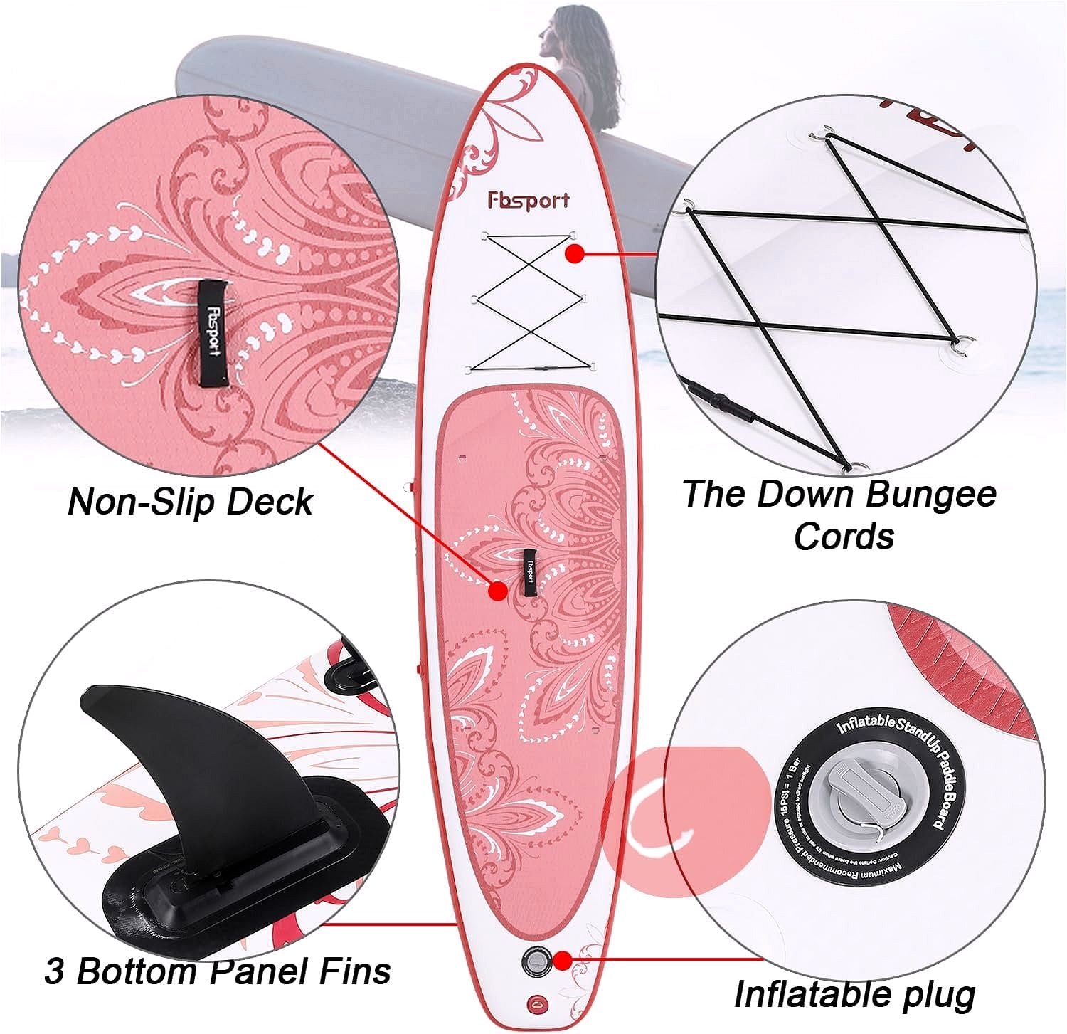 Premium Stand Up Paddle Board, Yoga Board with Durable SUP Accessories & Carry Bag | Wide Stance, Surf Control, Non-Slip Deck, Leash, Paddle and Pump for Youth & Adult