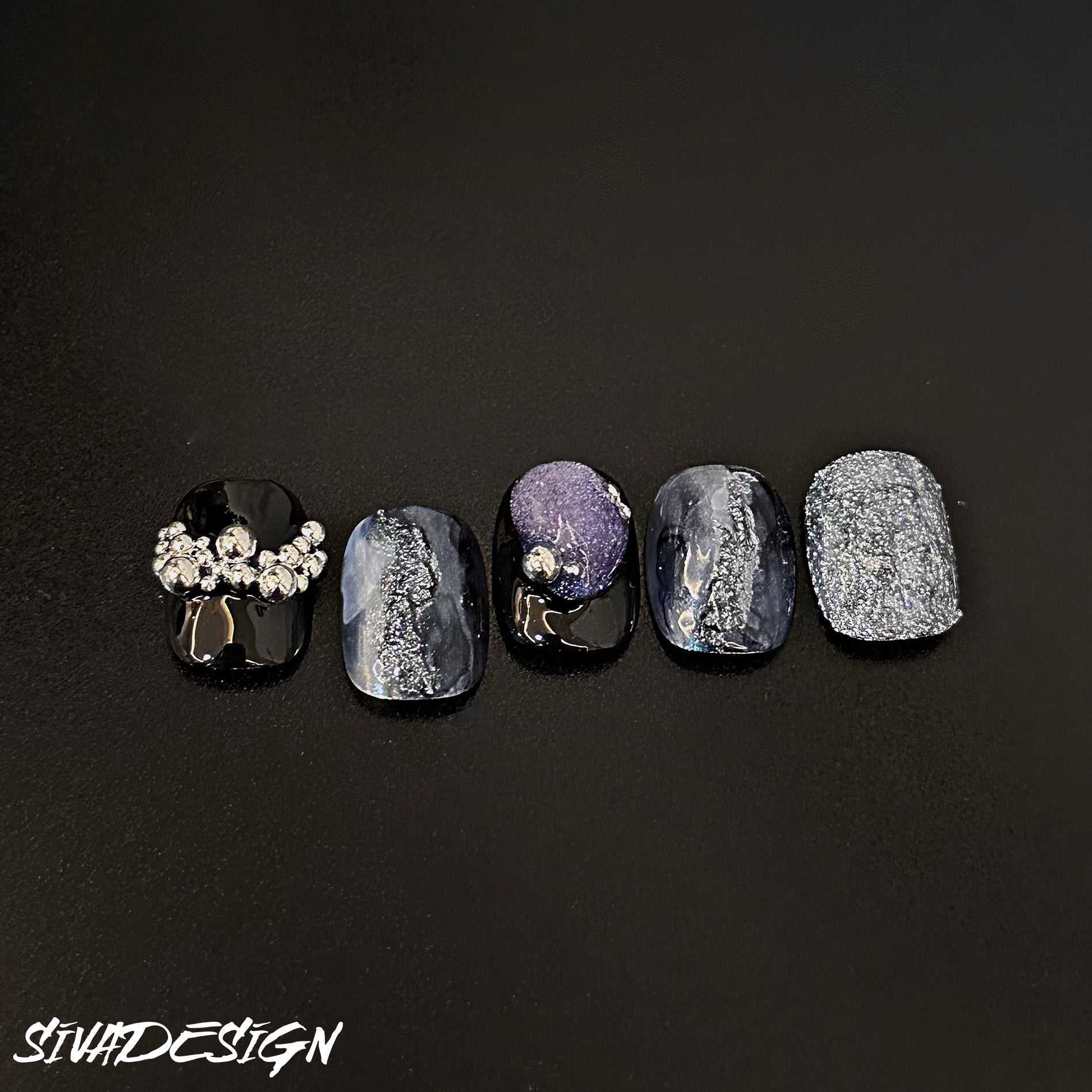 Siva Nail, Kosmische Nacht, Himmlischer Stil, handgemachte Nagelpresse