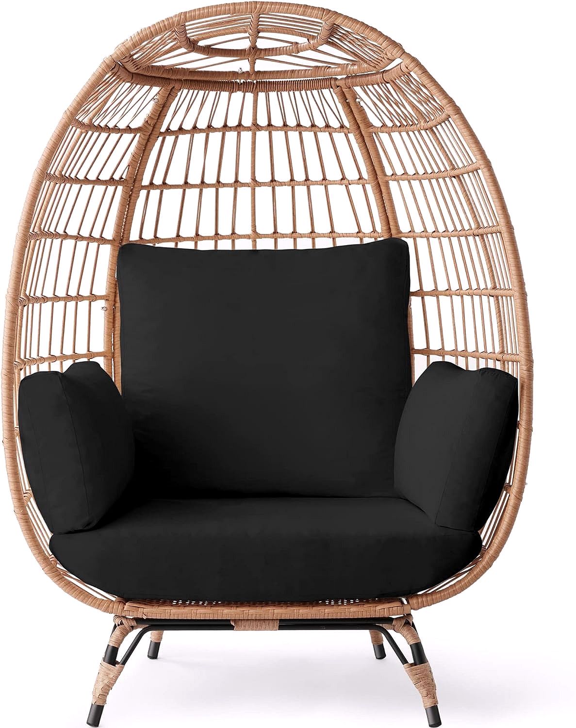 Best Choice Products Wicker Egg Chair – Übergroßer Indoor- & Outdoor-Loungesessel für Terrasse, Garten & Wohnzimmer