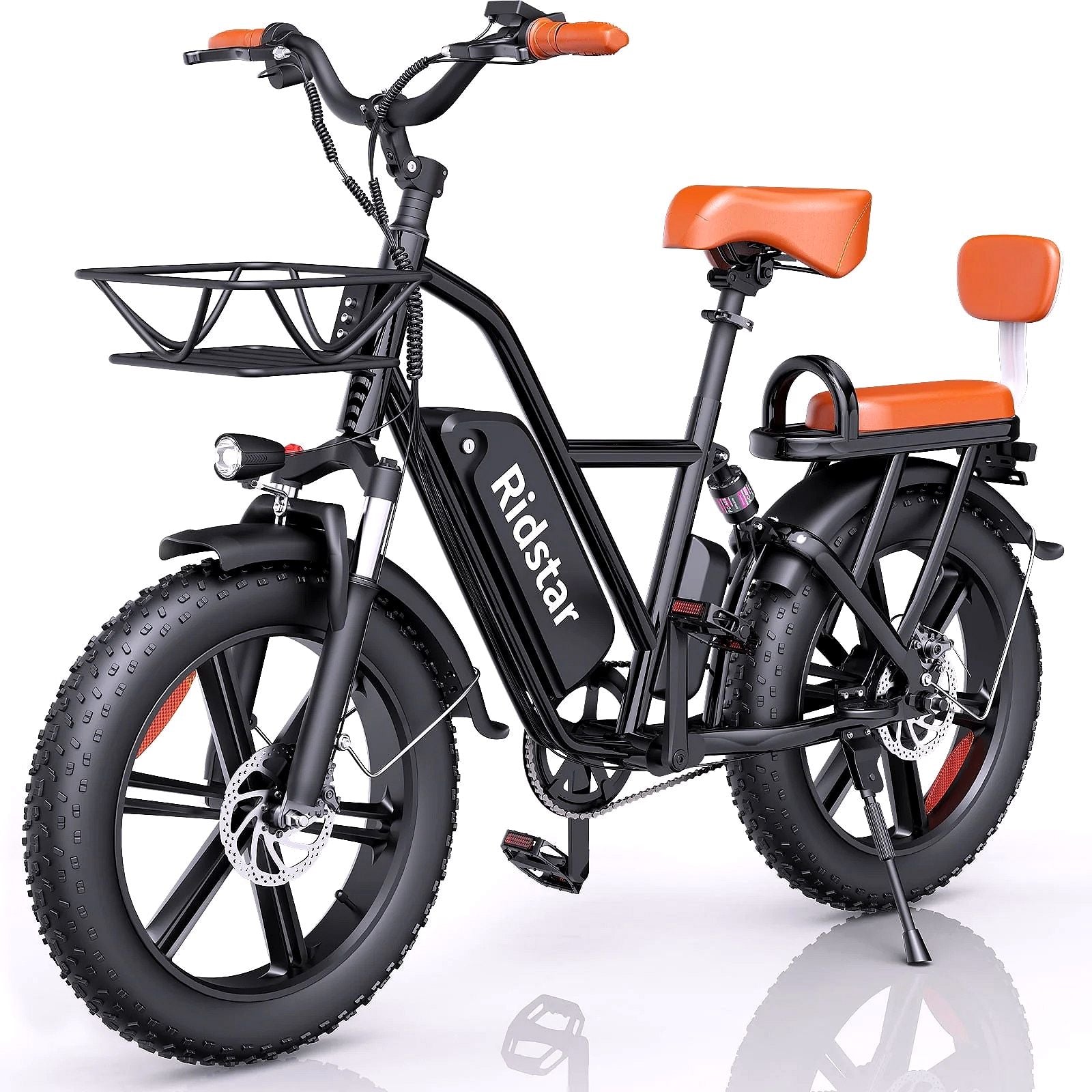 Elektrofahrrad für Erwachsene, 750W, 30–70 Meilen Reichweite, 48V 15Ah herausnehmbarer Akku, 20" x 4.0 Fat Tire E-Bike, 2-Sitzer mit Federgabel, UL2849
