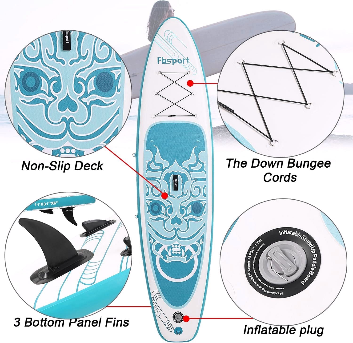 Premium Stand Up Paddle Board, Yoga Board with Durable SUP Accessories & Carry Bag | Wide Stance, Surf Control, Non-Slip Deck, Leash, Paddle and Pump for Youth & Adult