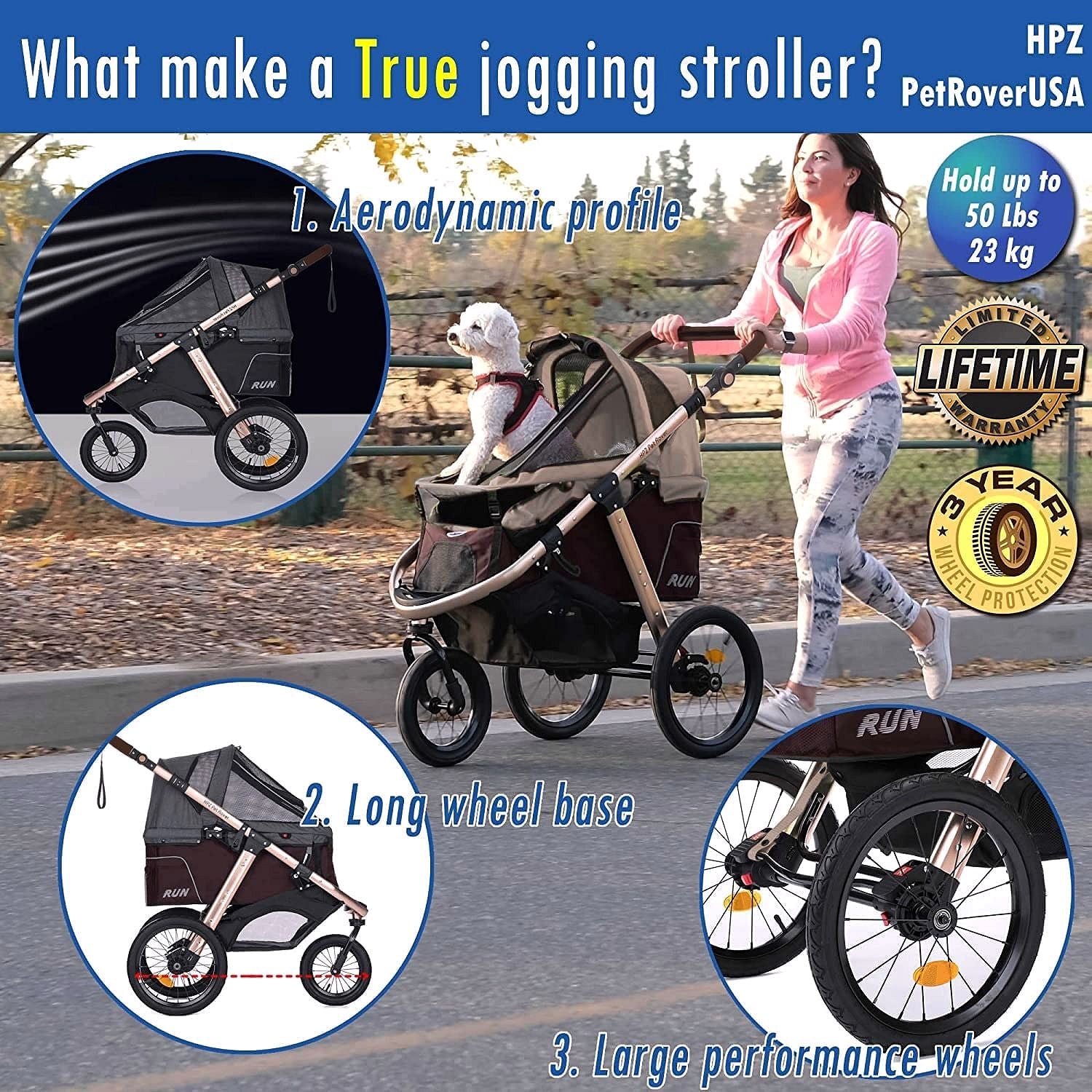 Jogging-Sport-Tierbuggy mit Komfort-Gummirädern / Reißverschlusslosem Einstieg / Einhand-Schnellfaltung / Aluminiumrahmen für kleine & mittelgroße Hunde, Katzen und Haustiere (Grün Camouflage)