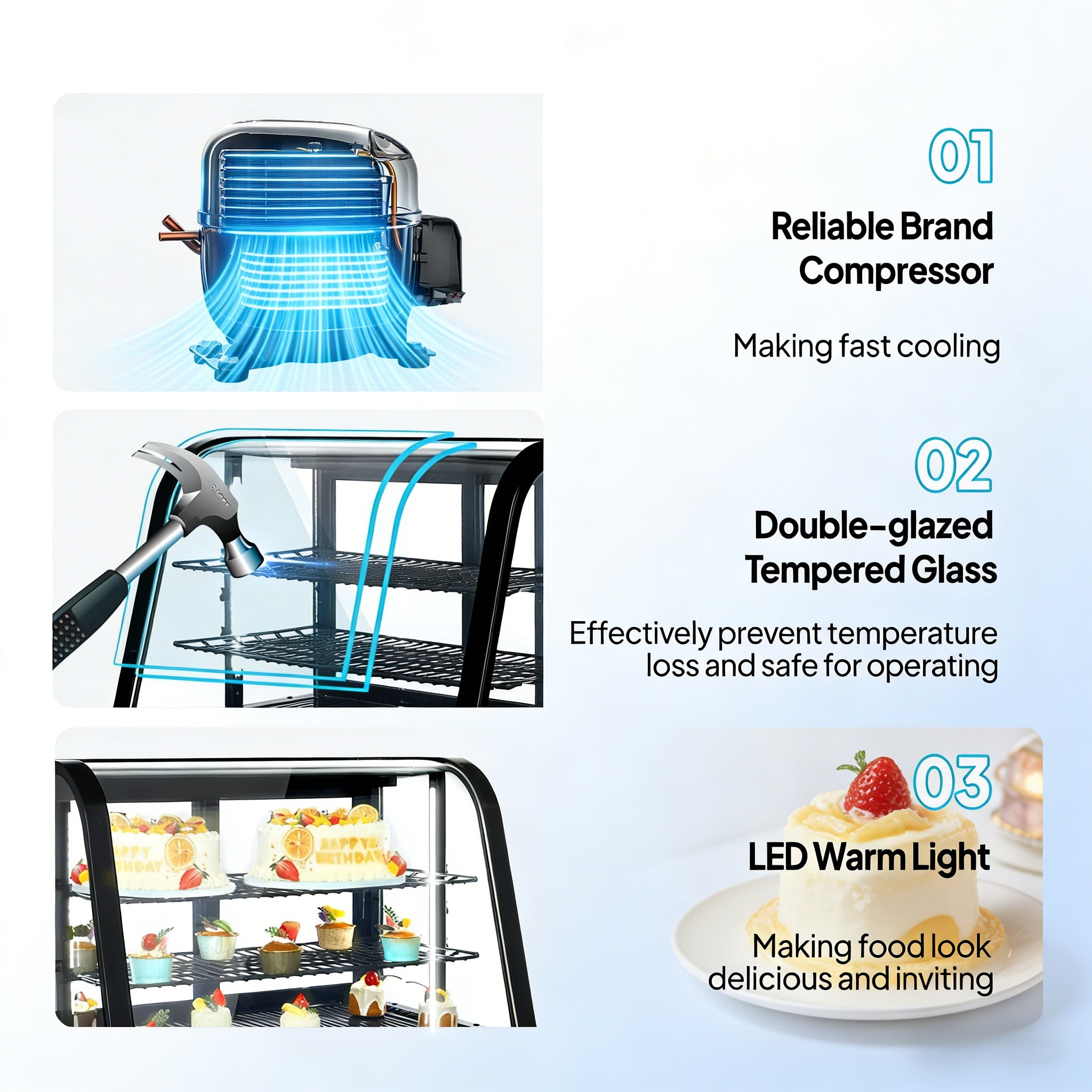 27" 3.5 Cu.Ft. 170W 110V Black Refrigerated Bakery Display Case