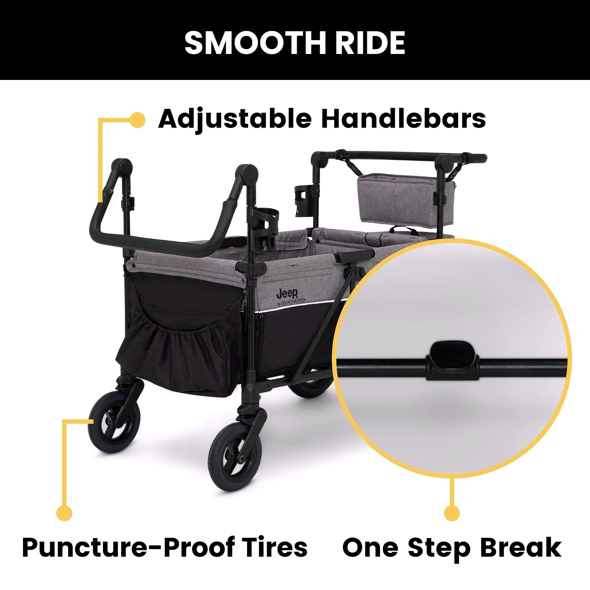 Jeep Wrangler Deluxe 4-Sitzer Kinderwagen-Bollerwagen von Delta Children