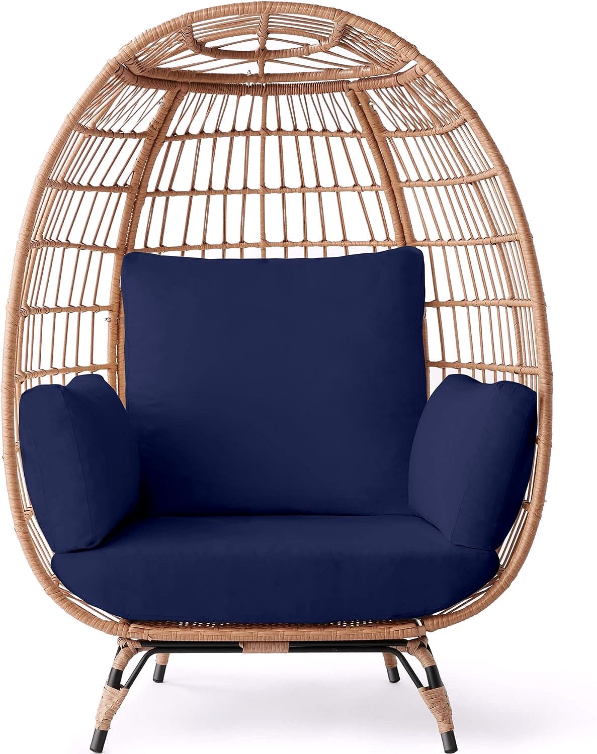 Best Choice Products Wicker Egg Chair – Übergroßer Indoor- & Outdoor-Loungesessel für Terrasse, Garten & Wohnzimmer