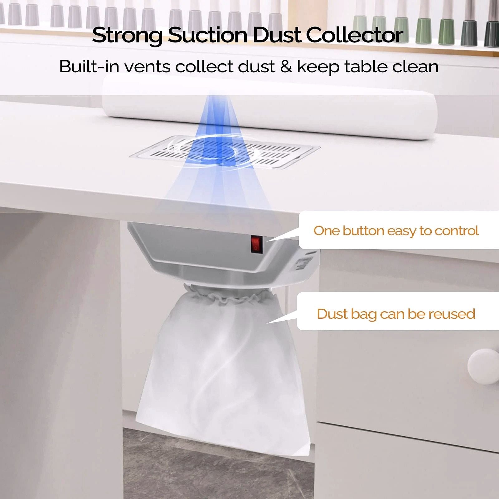 OmySalon Manikürtisch / Nageltisch mit elektrischem Absaugventilator (Downdraft Vent)