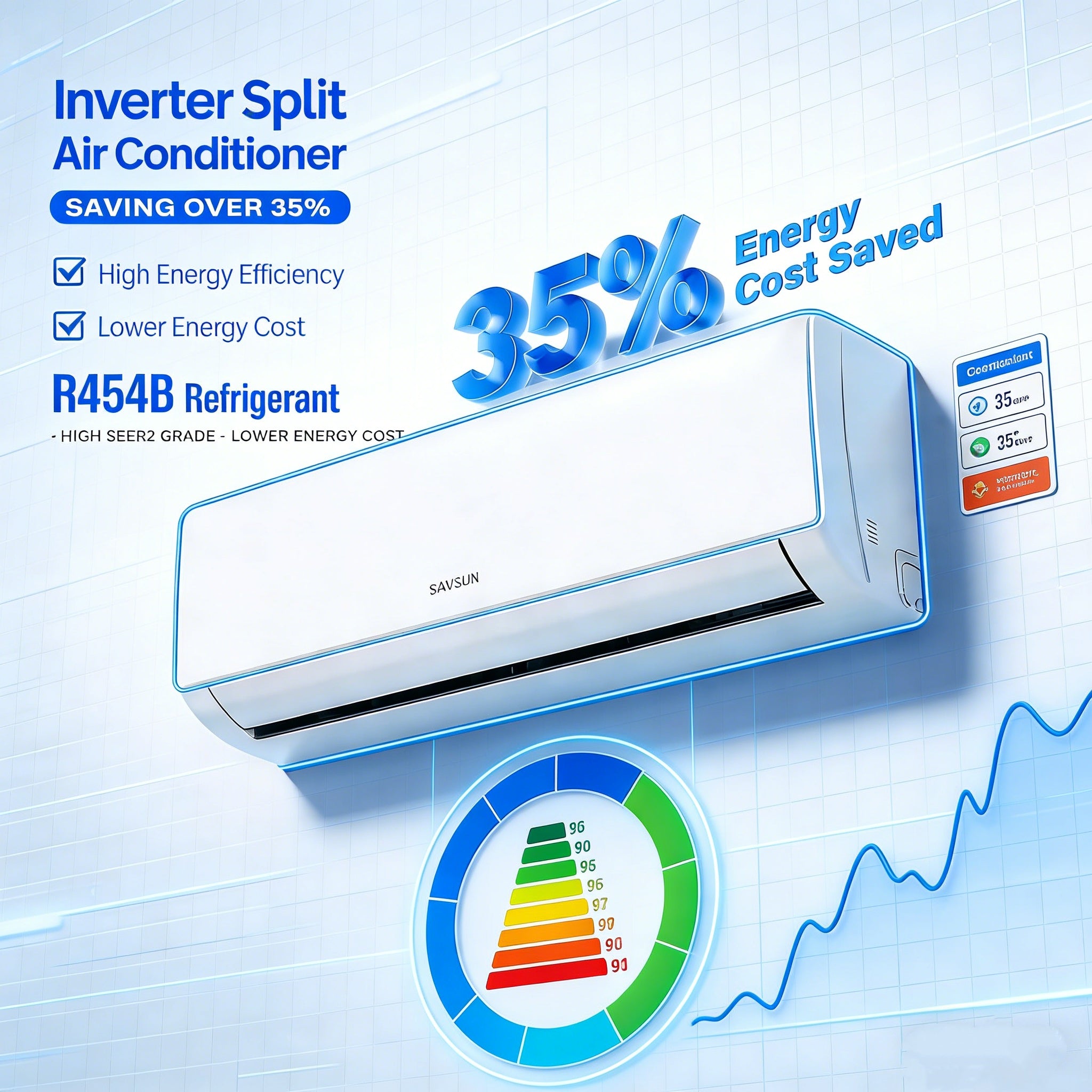 9,000 BTU 19 SEER2 115V Mini Split Air Conditioner with Heat Pump Ductless Inverter & Install Kit