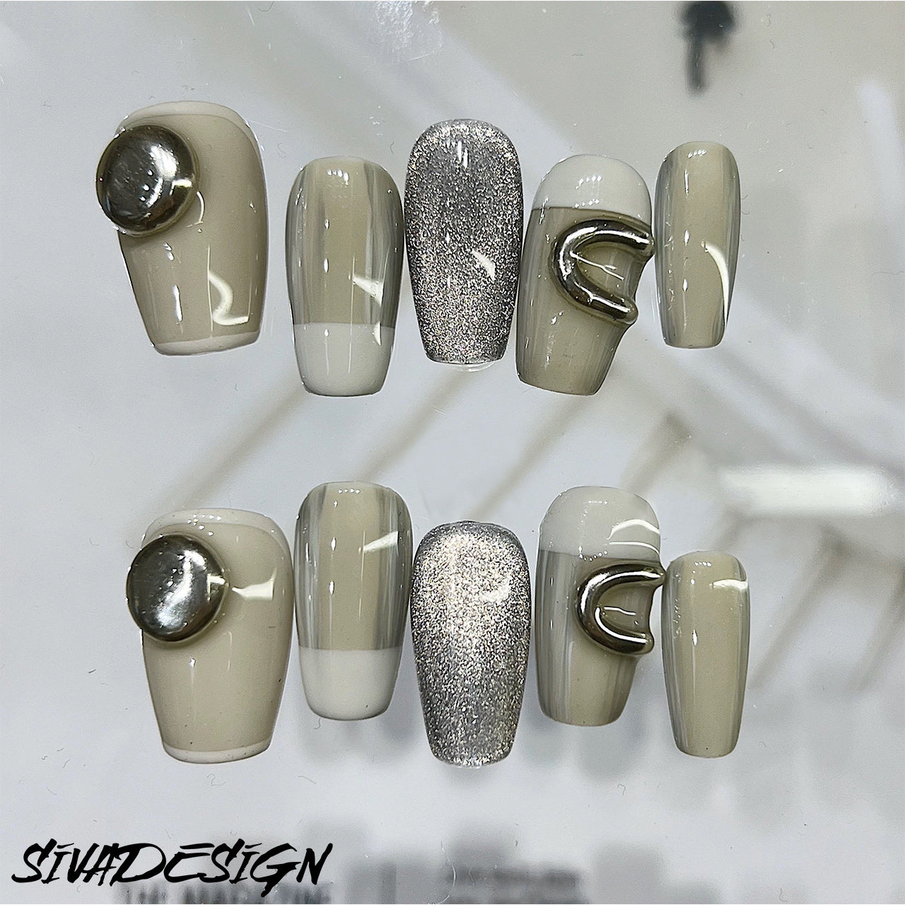 Siva Nail, Silberner Salbei, Herbst handgemachte Nagelpresse