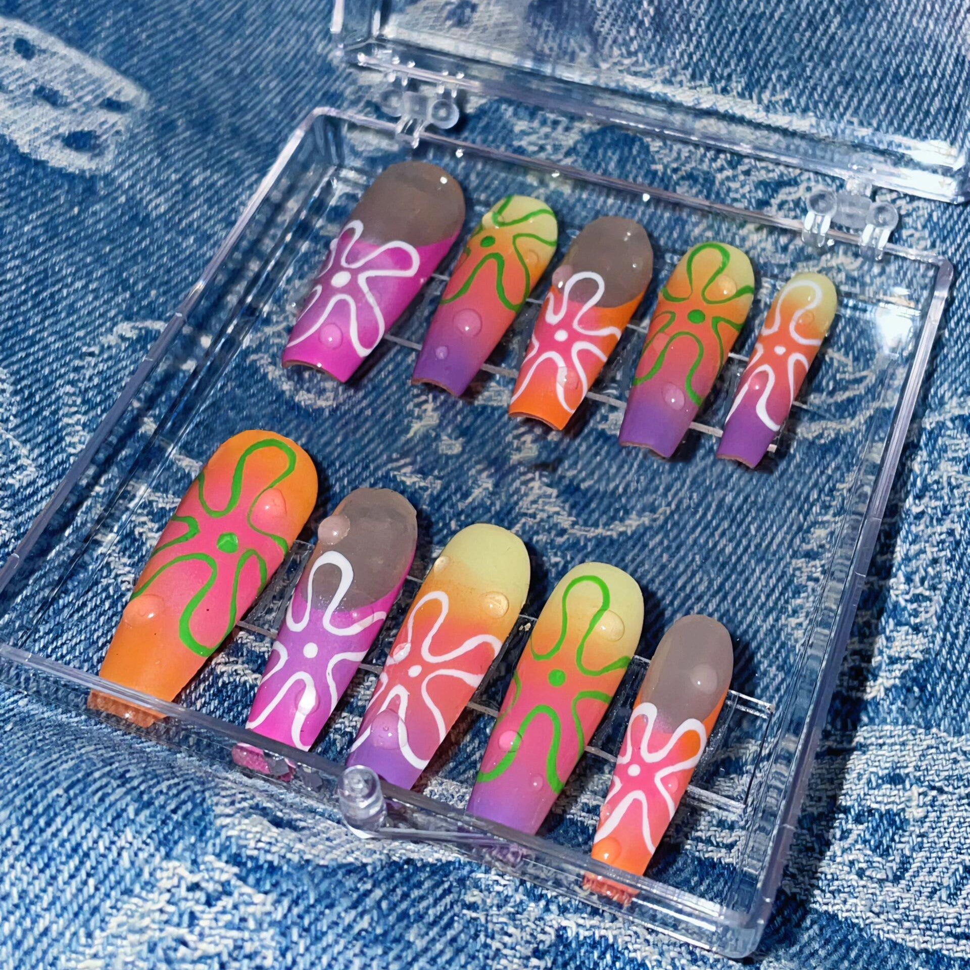 Siva Nail, Neon Nightfall, lebendiger Stil, handgemachte Nagelpresse