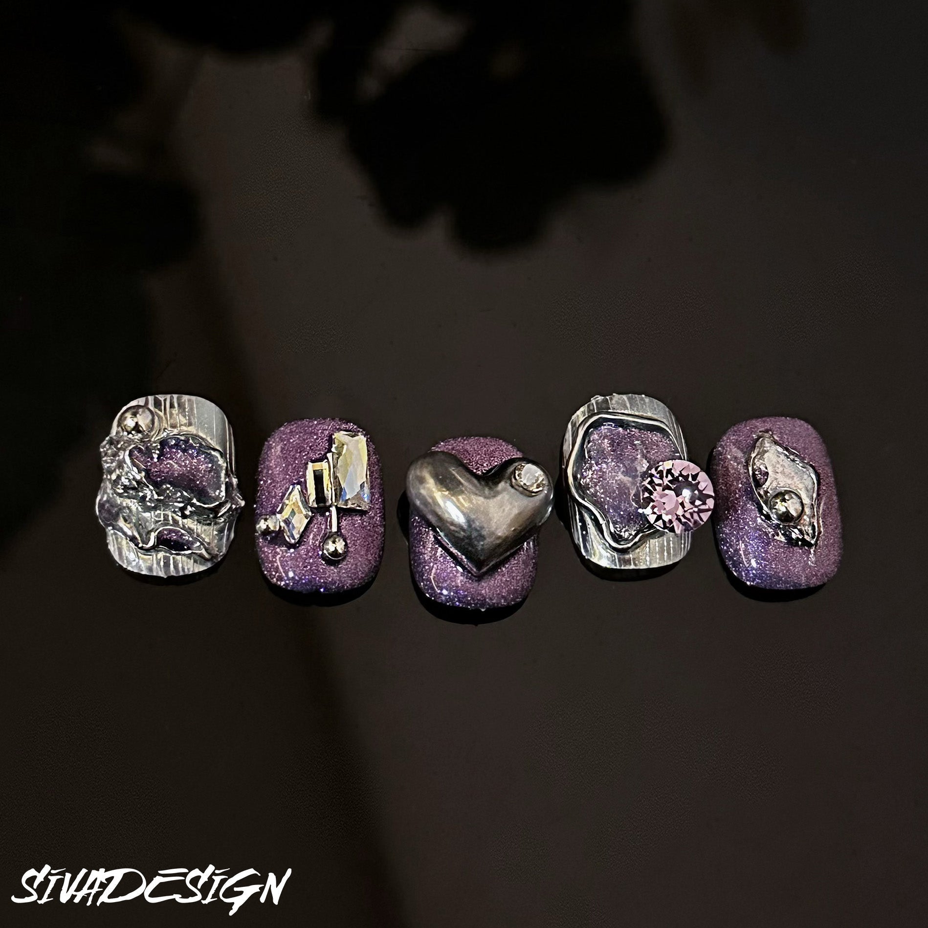 Siva Nail, Purple Dream, Galactic Glow, handgemachte Nagelpresse