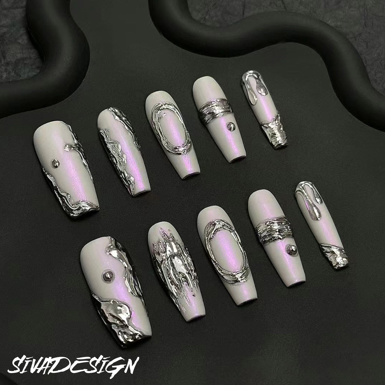 Siva Nail, Smoky Illusions, Ethereal Metal, handgemachte Nagelpresse