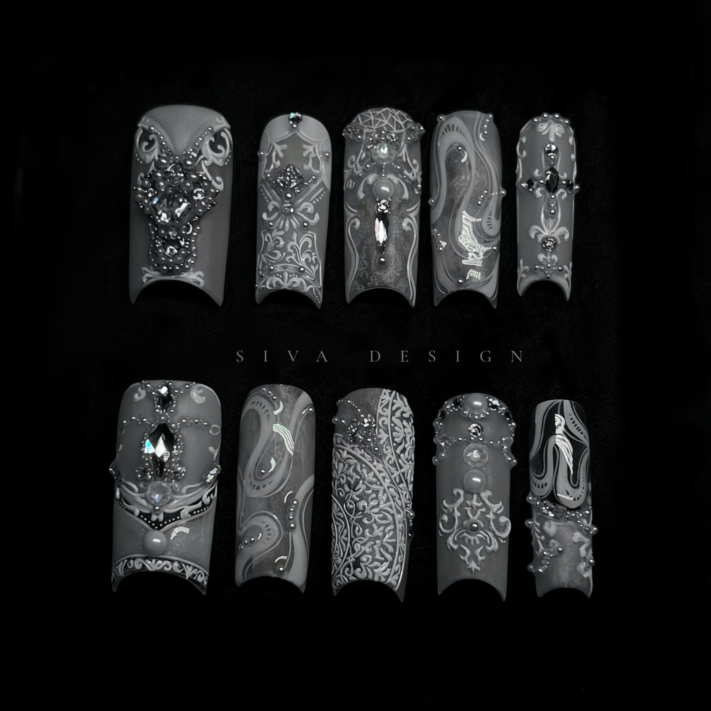 Siva Nail, Regal Lace, Gothic Handgemachte Nagelpresse