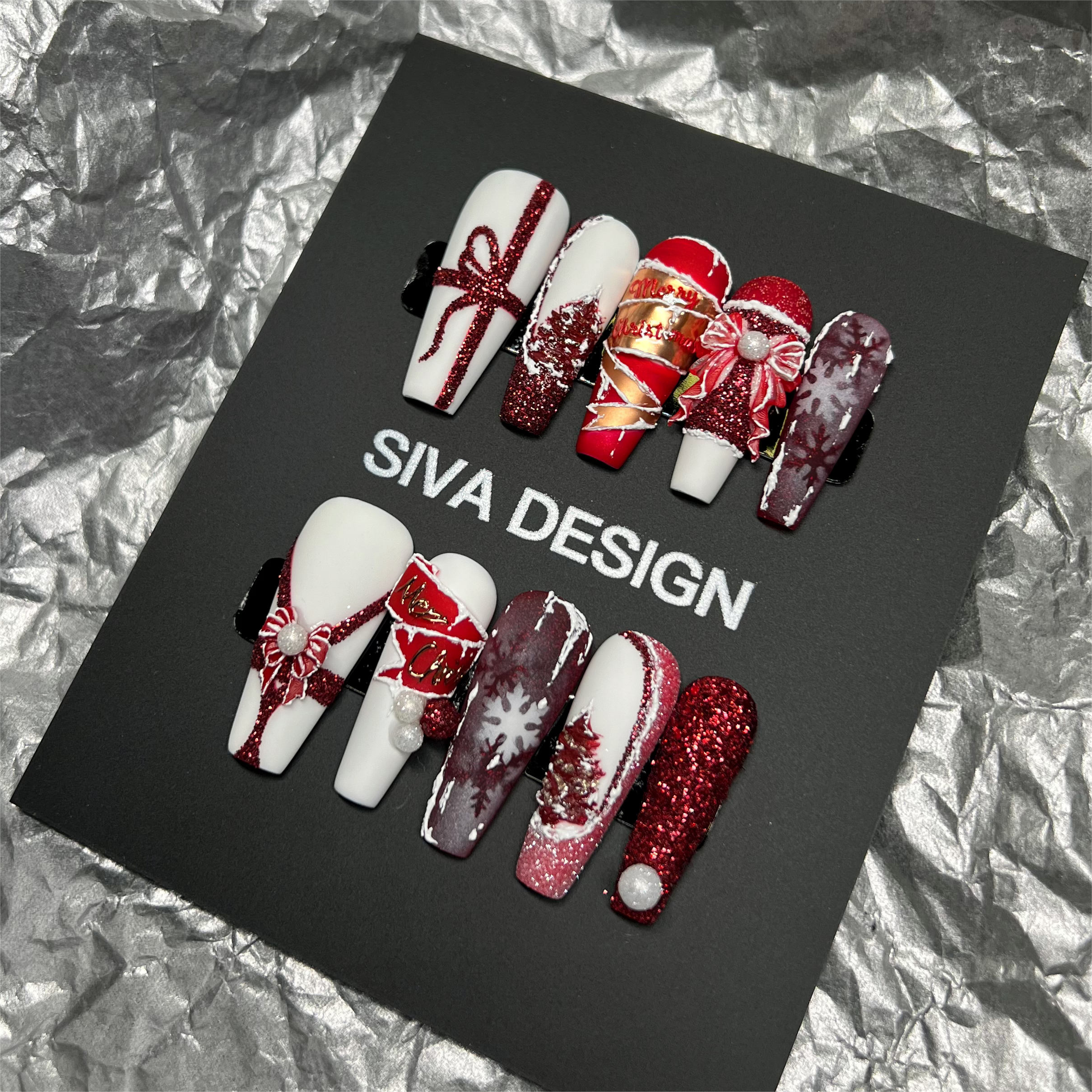 Siva Nail, Weihnachtswunderland, Holiday Glam, handgemachte Nagelpresse