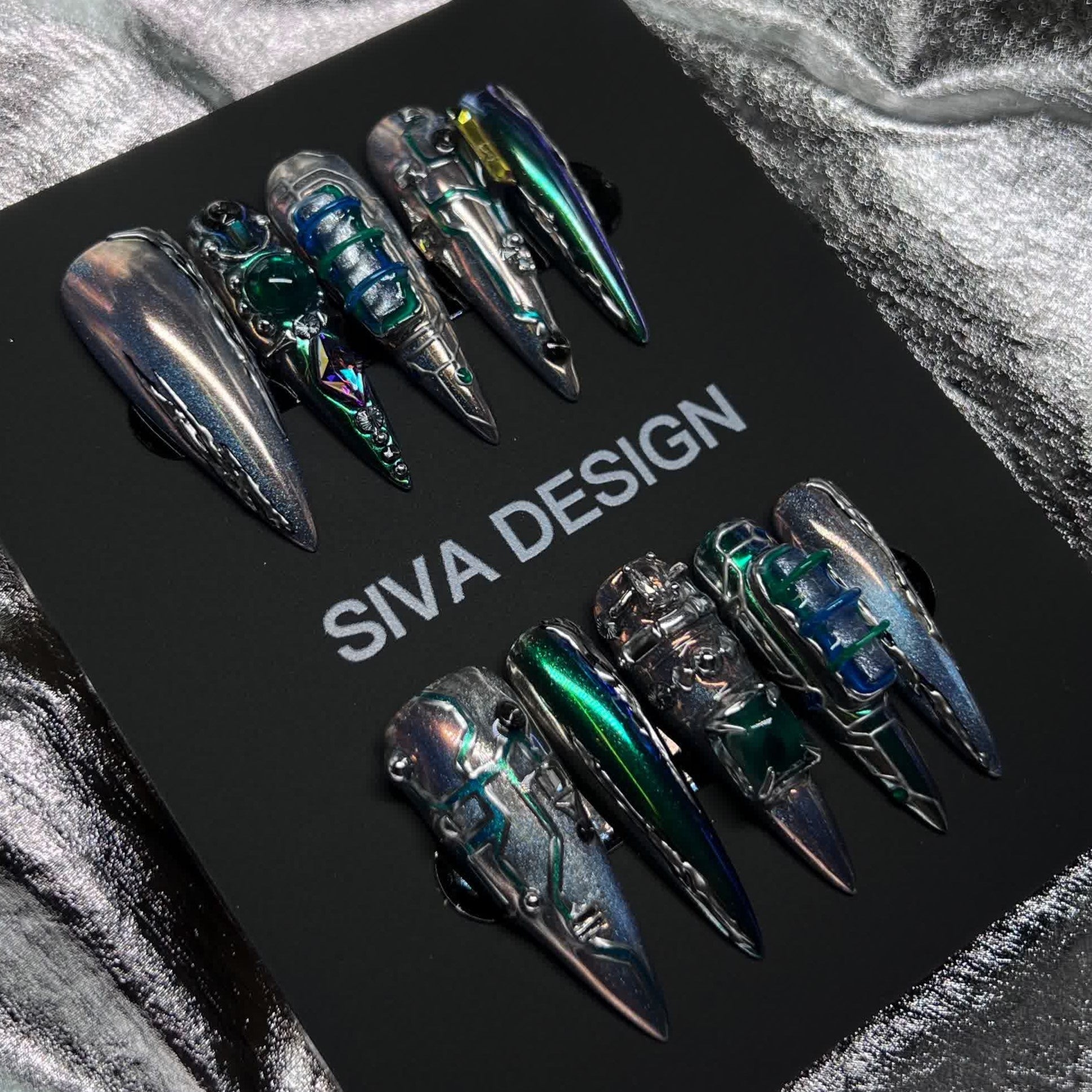 Siva Nail, Cyber ​​Glow, Futuristische handgemachte Nagelpresse