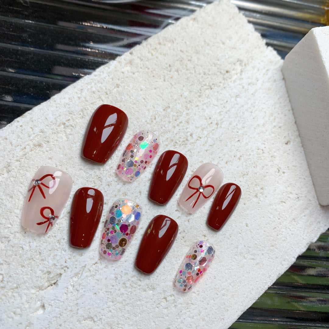 Siva Nail, Crimson Charm, Glitter Delight, handgemachte Nagelpresse