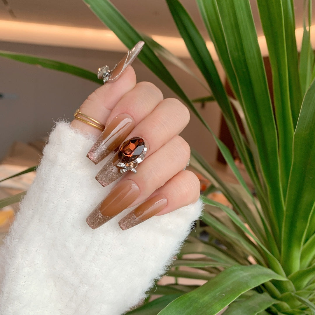 Siva Nail, Kakao-Glitzer, glamouröser Strass, handgemachtes Aufdrücken von Nägeln