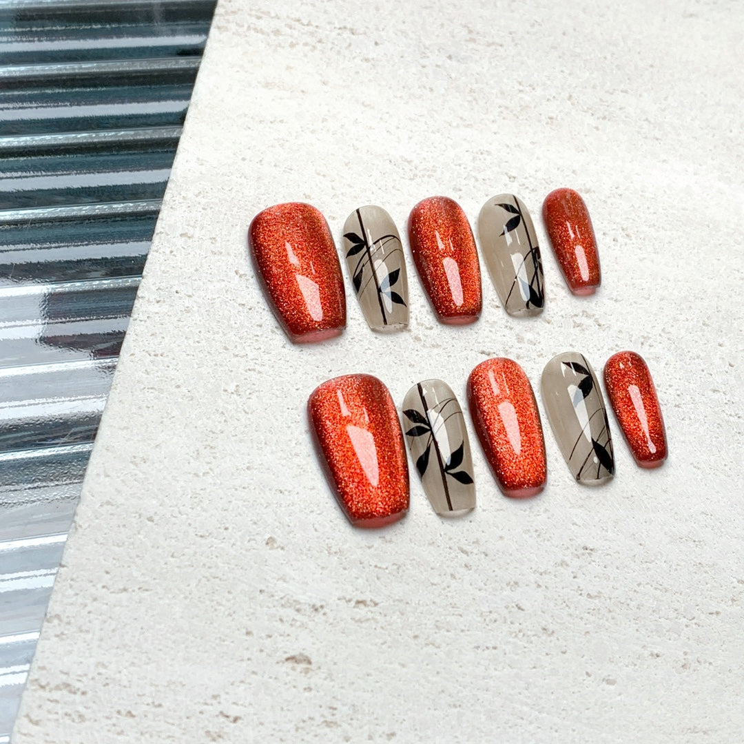 Siva Nail, Red Revelry, Autumn Elegance, handgemachte Nagelpresse