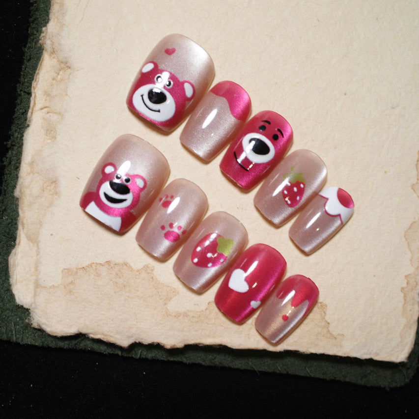 Siva Nail, Pink Bear Jubilee, Süße Feier, handgemachte Nagelpresse