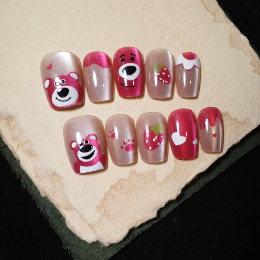 Siva Nail, Pink Bear Jubilee, Süße Feier, handgemachte Nagelpresse